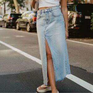Parke Long Denim Skirt